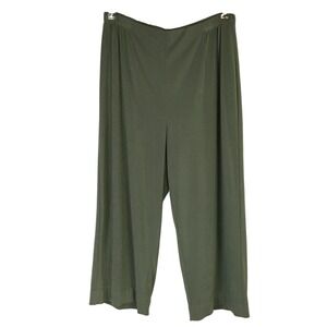 Additions by Chico's Olive‎ Green Wide Leg Cropped Pants Size 2